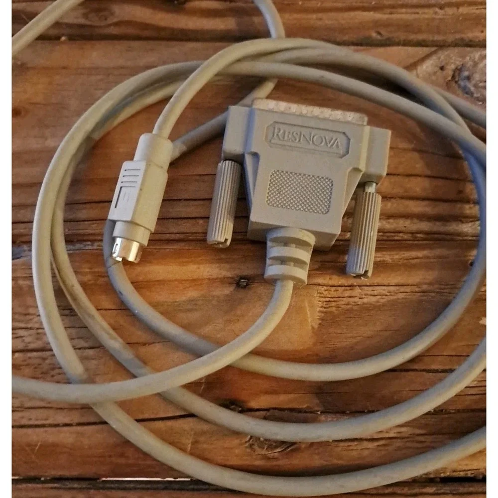 Vintage RESNOVA 6 ft Mini DIN 8 Male to DB25 Male Serial Cable Mac to Modem